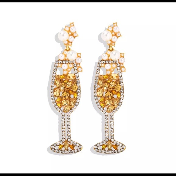 Champagne glass Bubbly Dangle Earrings Party - Picture 8 of 13
